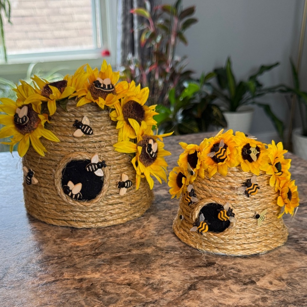 Handmade Sunflower and Bee Hive Decor Set